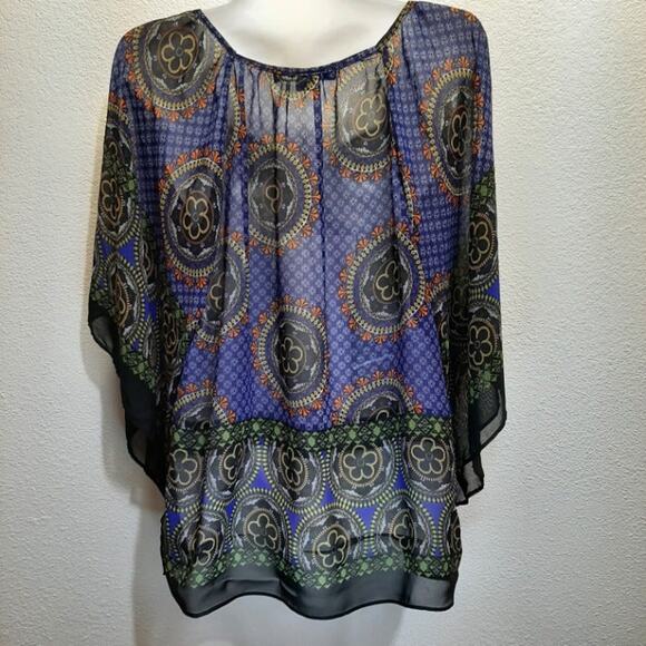 Forever 21 Floral Design Sheer Scarf Top l Size: S/P - Picture 4 of 8